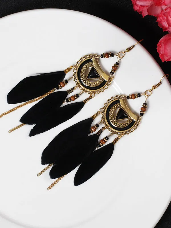 Eyes Pattern Feather Earrings
