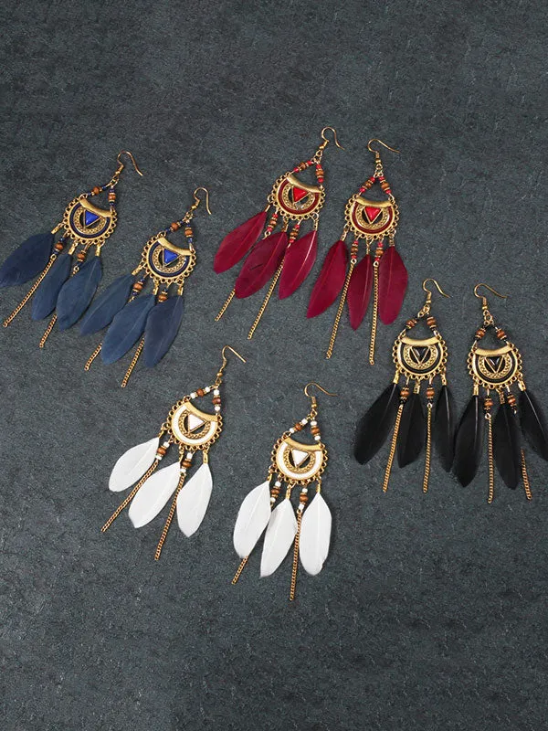 Eyes Pattern Feather Earrings
