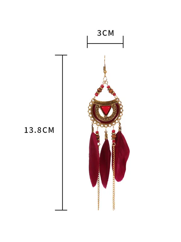 Eyes Pattern Feather Earrings