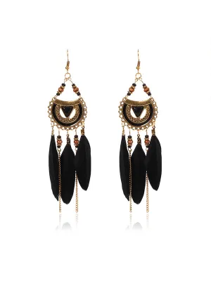 Eyes Pattern Feather Earrings
