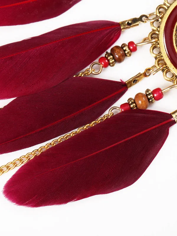 Eyes Pattern Feather Earrings