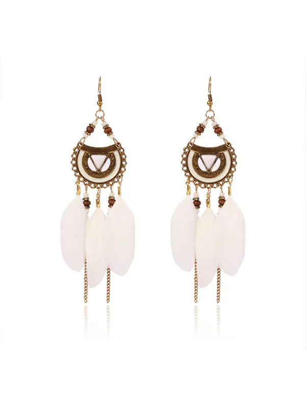 Eyes Pattern Feather Earrings