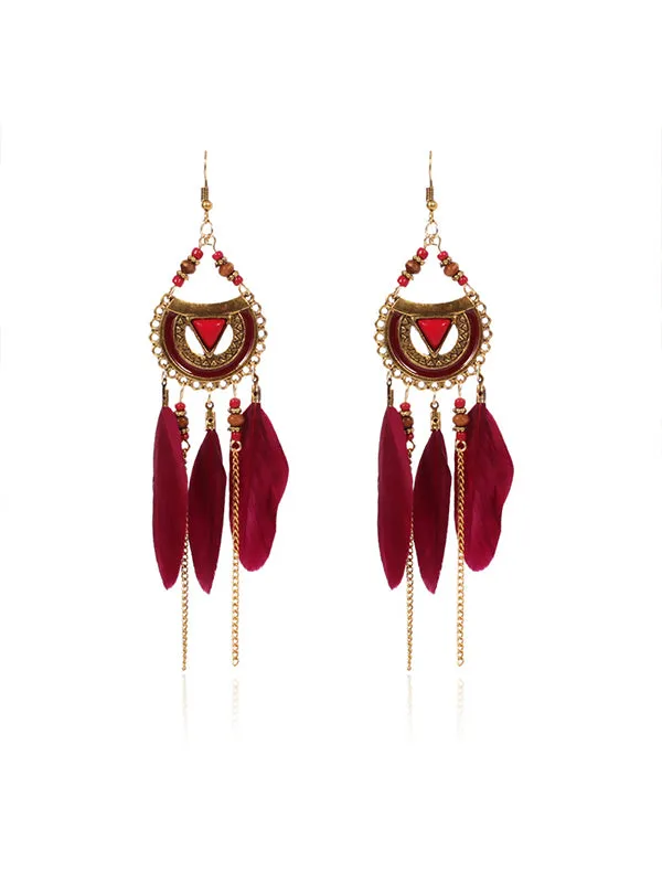 Eyes Pattern Feather Earrings