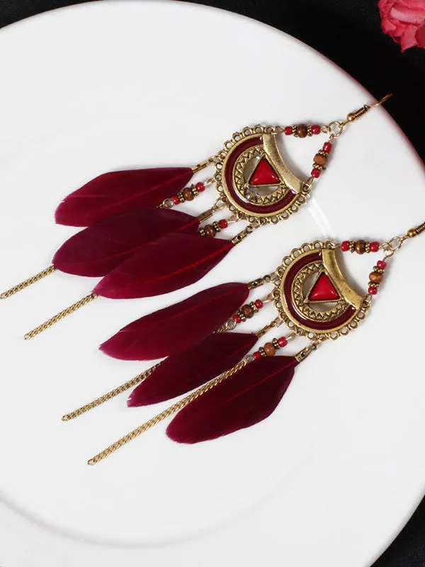 Eyes Pattern Feather Earrings