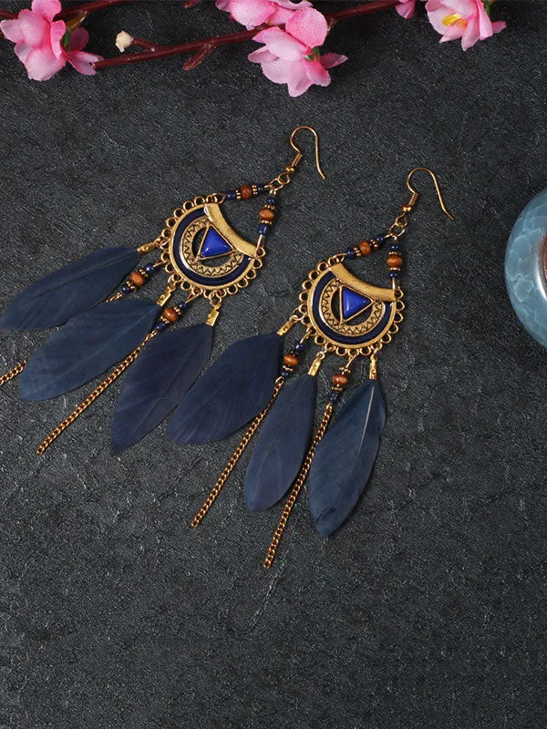 Eyes Pattern Feather Earrings