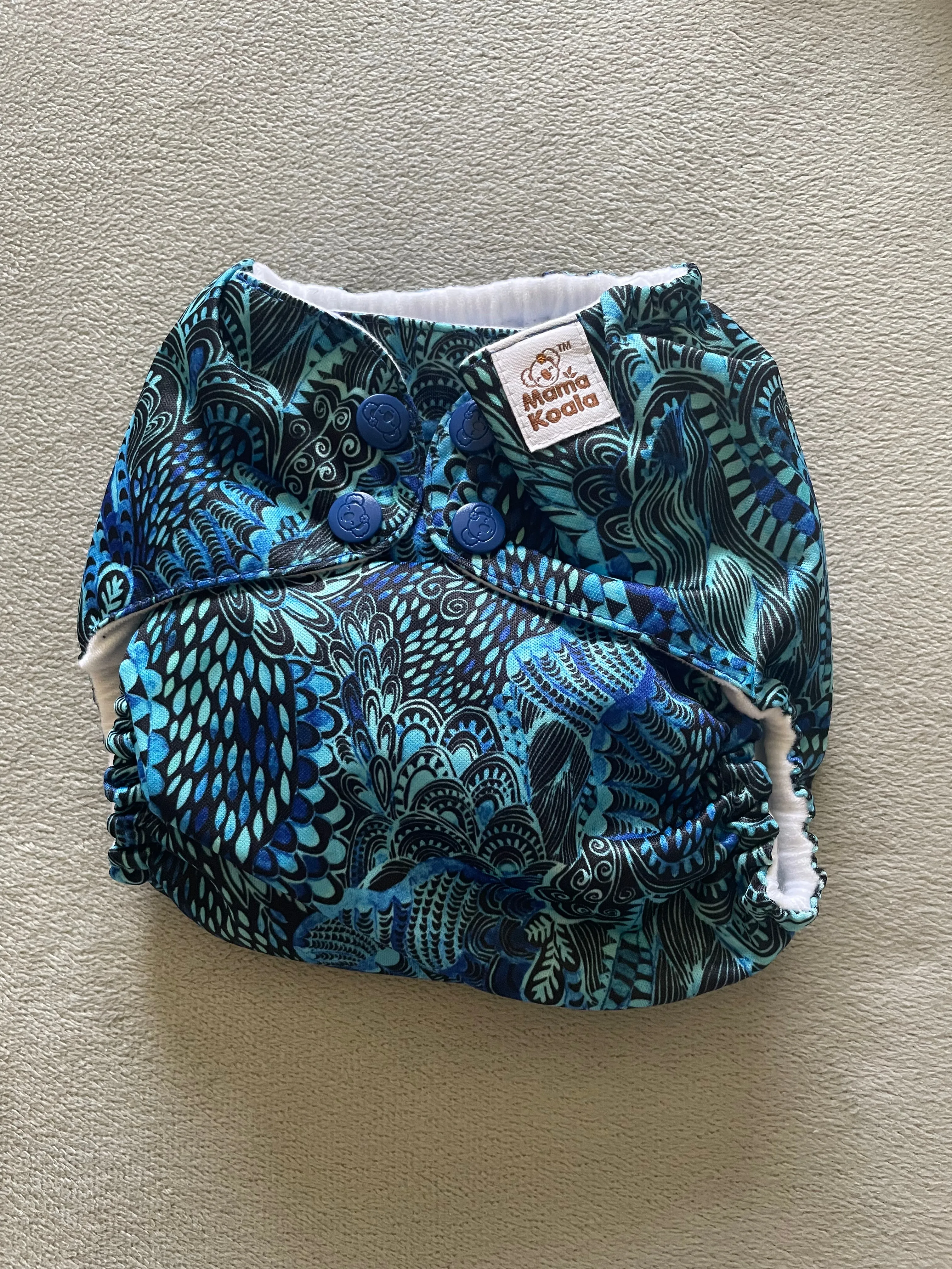 F179-Blue Feather-Mama Koala Pocket Diaper 1.0