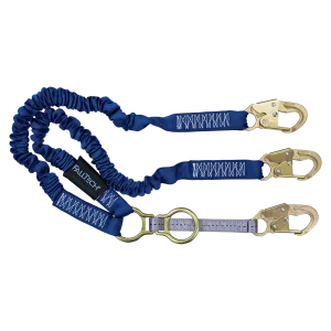 FallTech 8240Y2D 4½' to 6' ElasTech® Energy Absorbing Lanyard, Double-leg with SRL D-ring and Steel Snap Hooks (each)