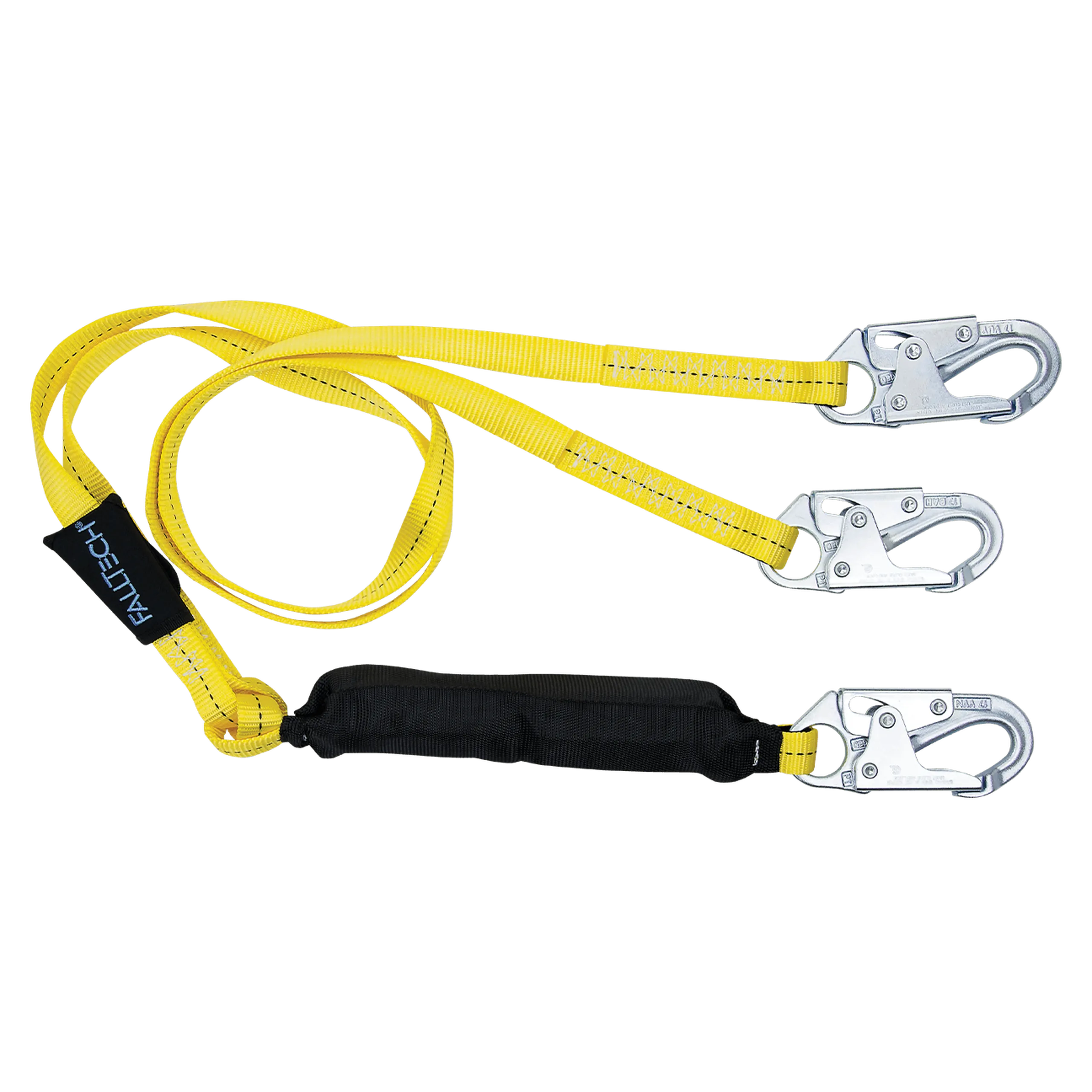 FallTech 8256LTY 6' Soft Pack FT Basic® Energy Absorbing Lanyard, Double-leg with Steel Snap Hooks (each)