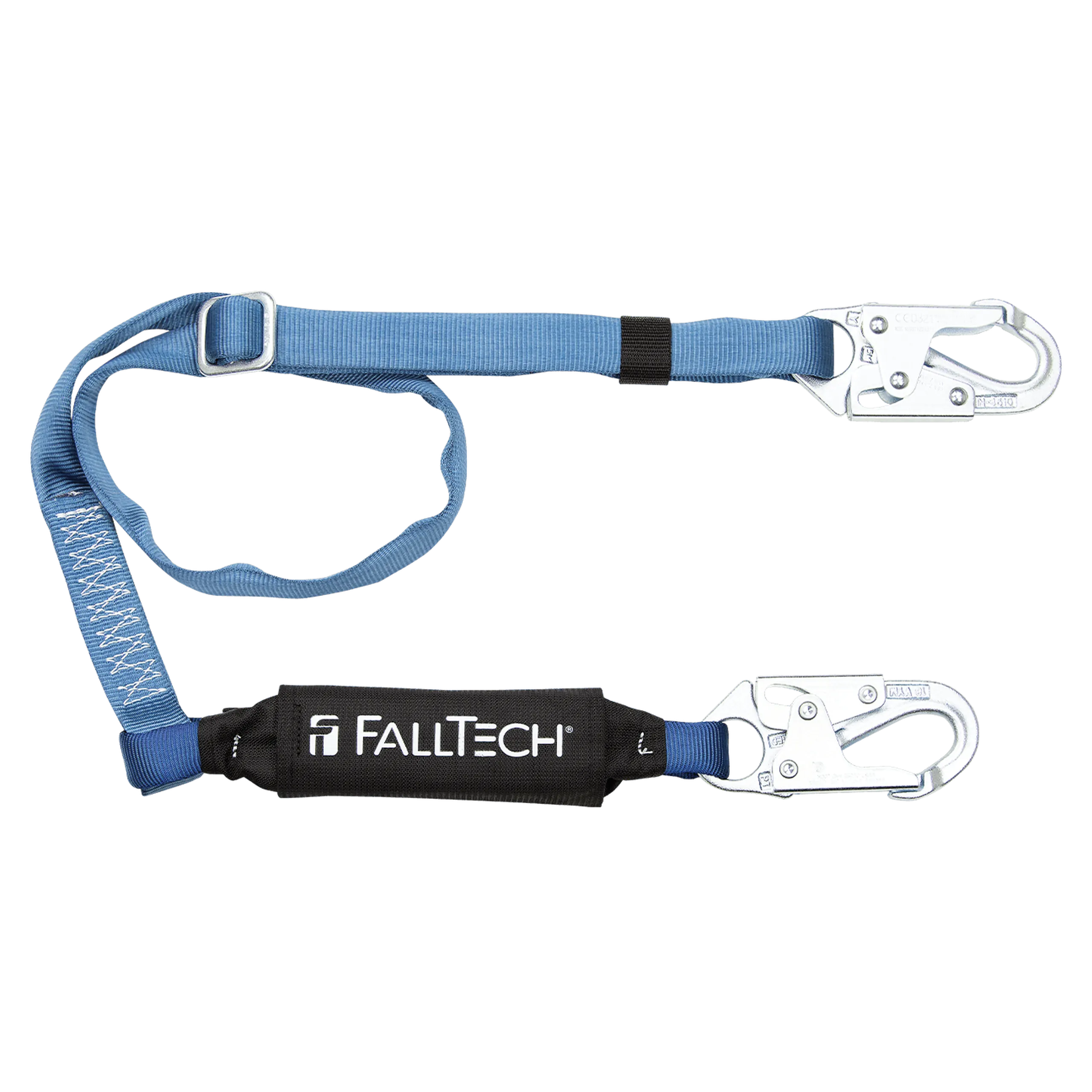 FallTech 8257 4' to 6' ViewPack® Adjustable Energy Absorbing Lanyard, Single-leg with Steel Snap Hooks (each)