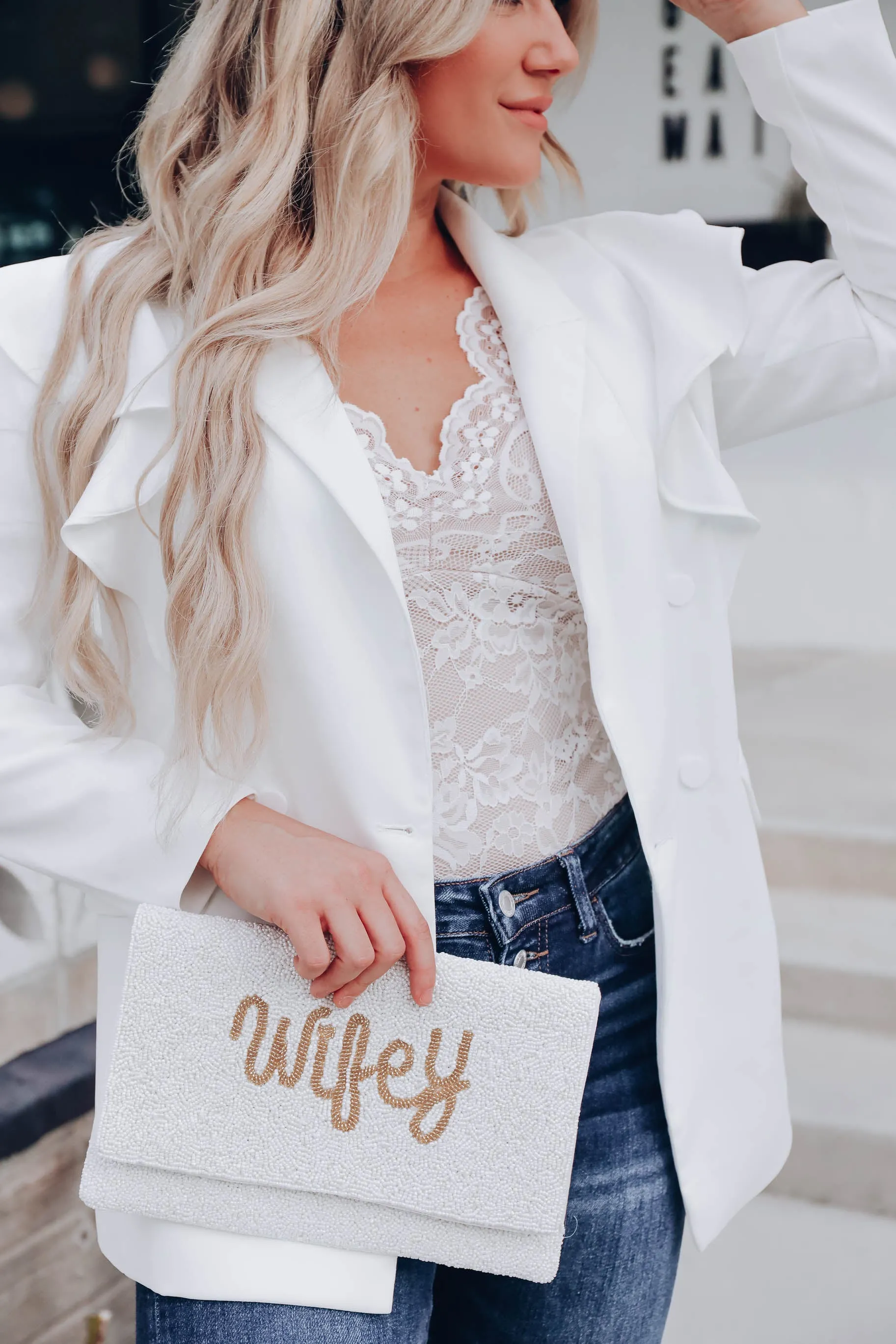 Fancy Wifey Beaded Crossbody Clutch