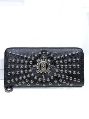 Fashion Trend Personality Rivet Ladies Long Wallet Nails Clutch Bag