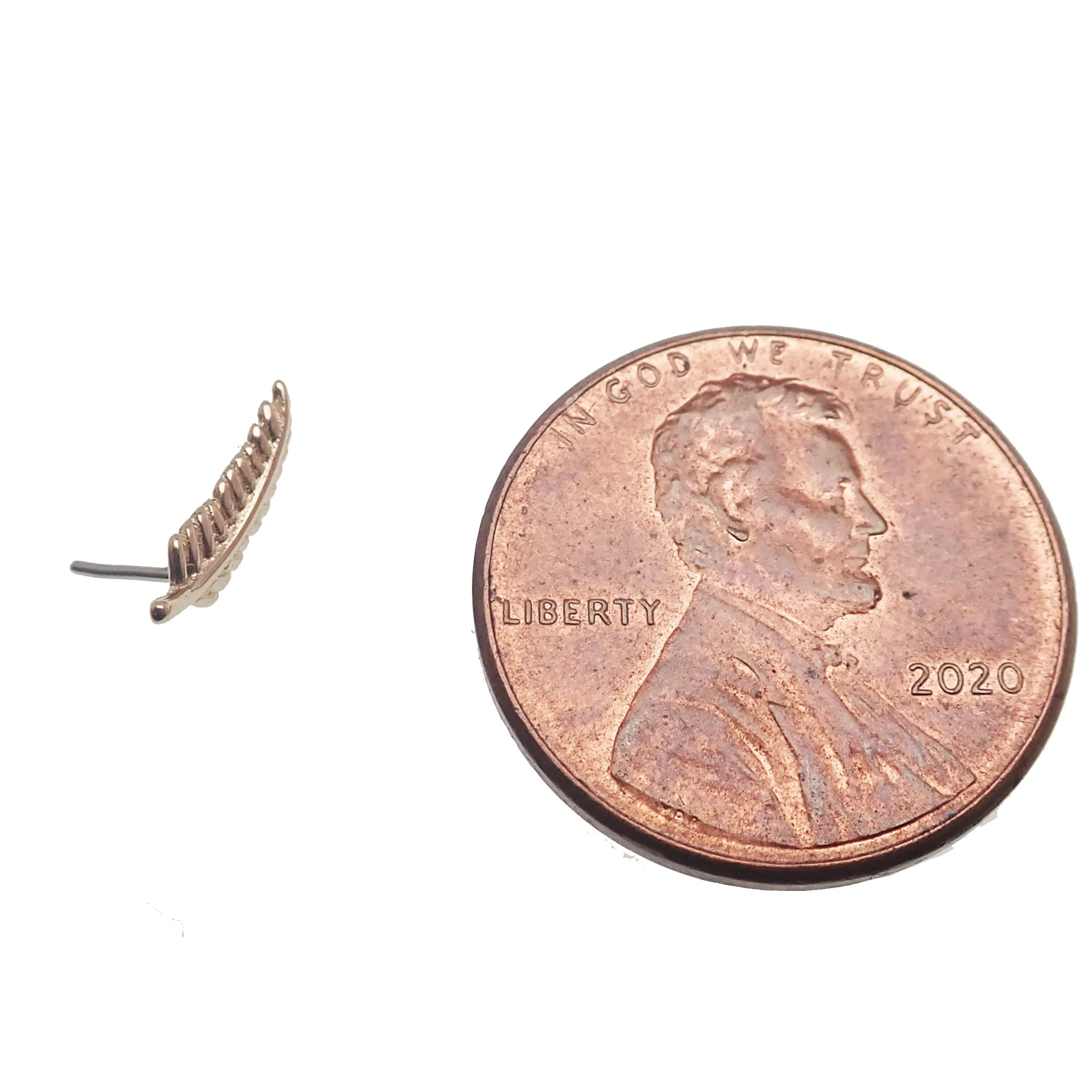 Feather 14k Gold with Titanium Flatback 20g, 18g, 16g, 14g
