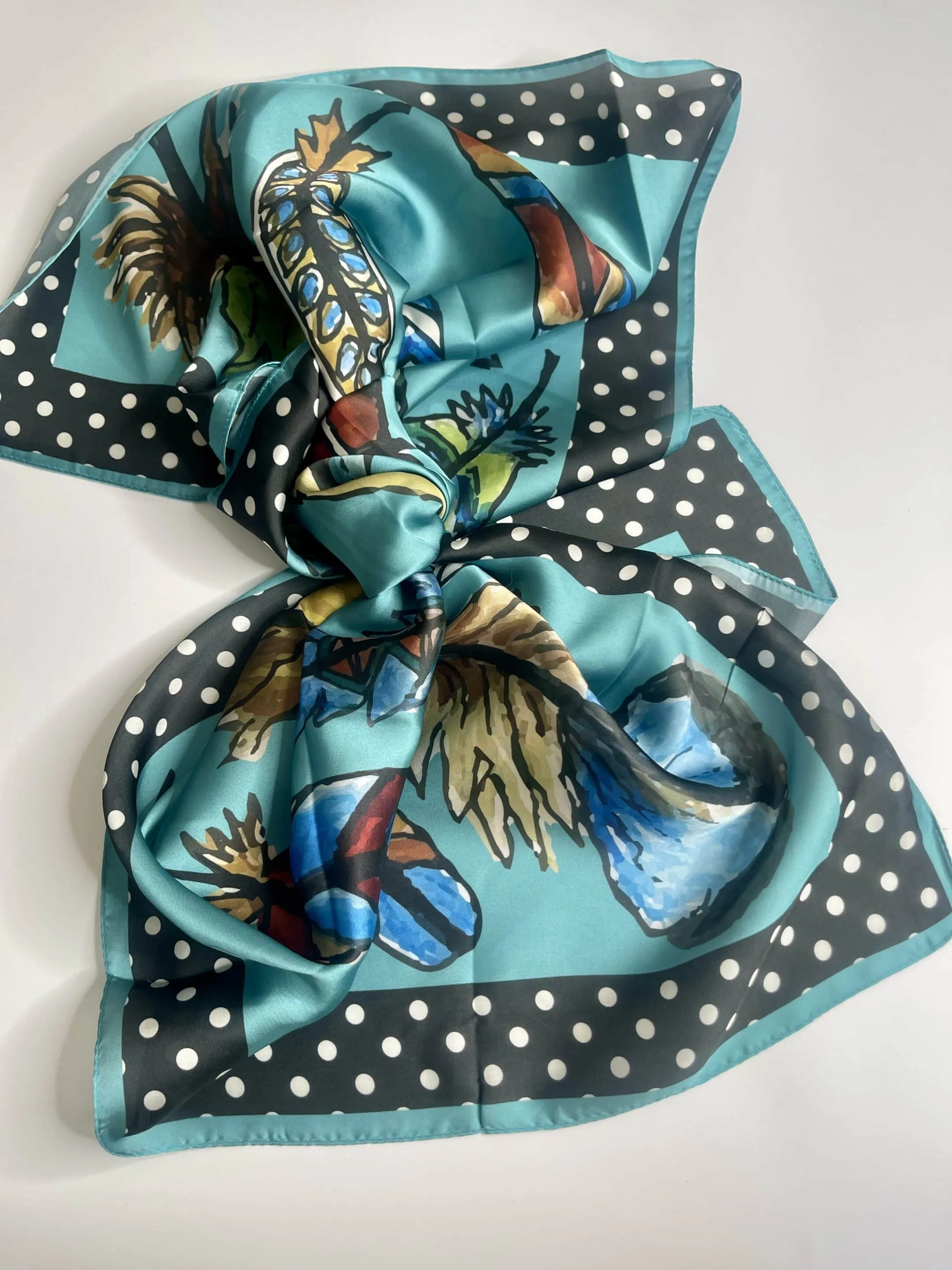 Feather Blues Silk Wild Rag