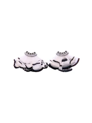 Feather Inlay Crystal Diamond Earrings