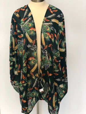 FEATHER PRINT KIMONO