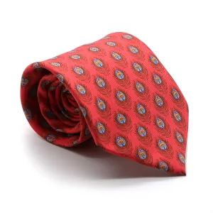 Feather Red Necktie with Handkerchief Set