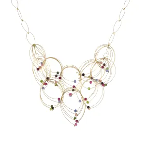 Feather Teardrop Maxi Necklace, Tourmalines