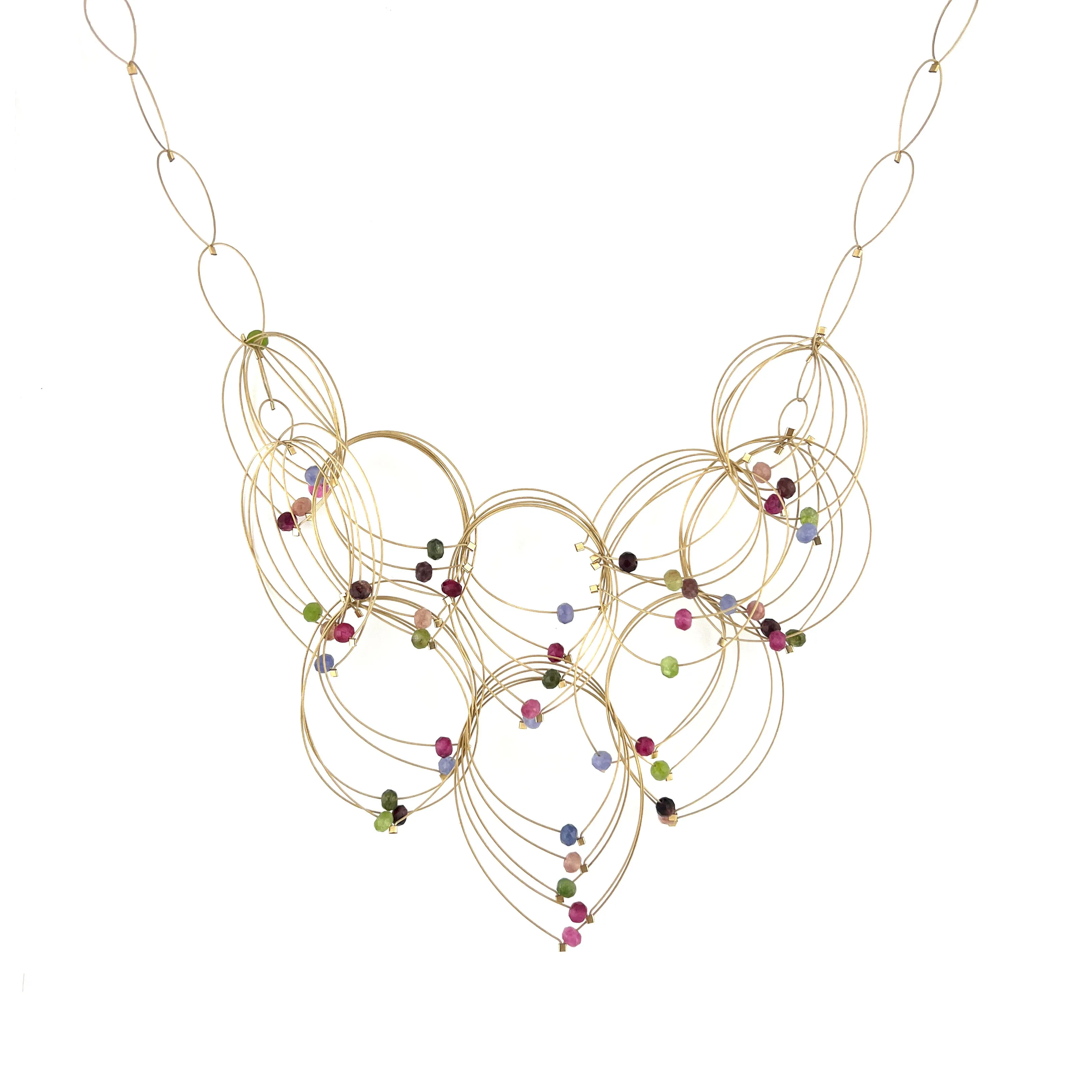 Feather Teardrop Maxi Necklace, Tourmalines
