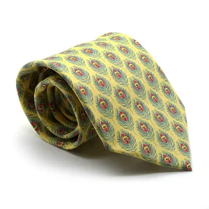 Feather Yellow Necktie with Handkerchief Set