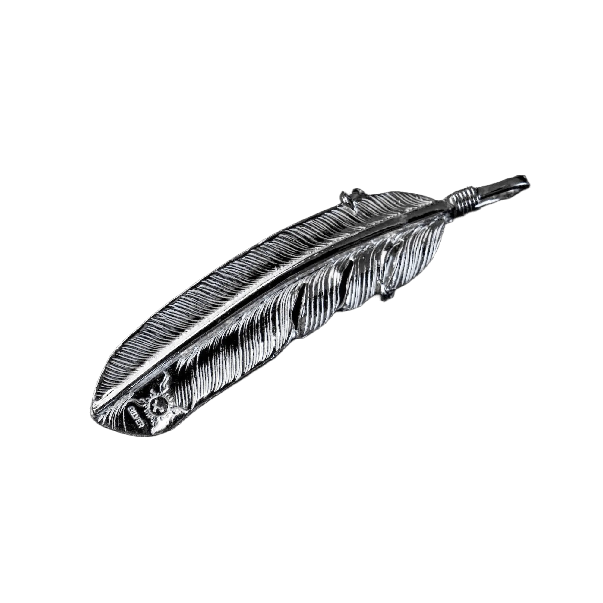 First Arrow's Large Eagle Claw Feather Silver Pendant