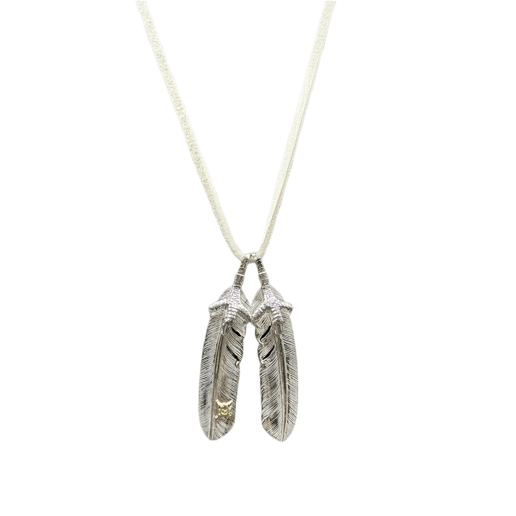 First Arrow's Large Eagle Claw Feather Silver Pendant