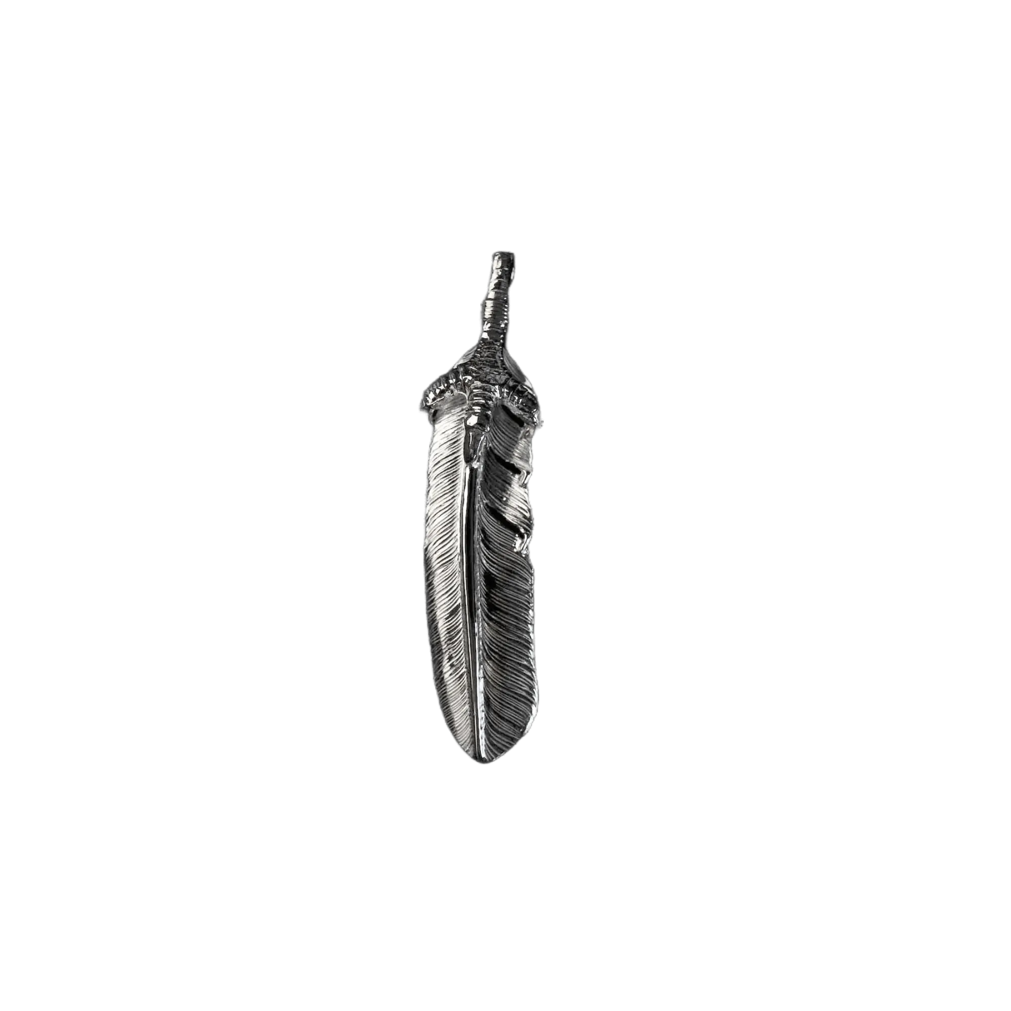 First Arrow's Large Eagle Claw Feather Silver Pendant