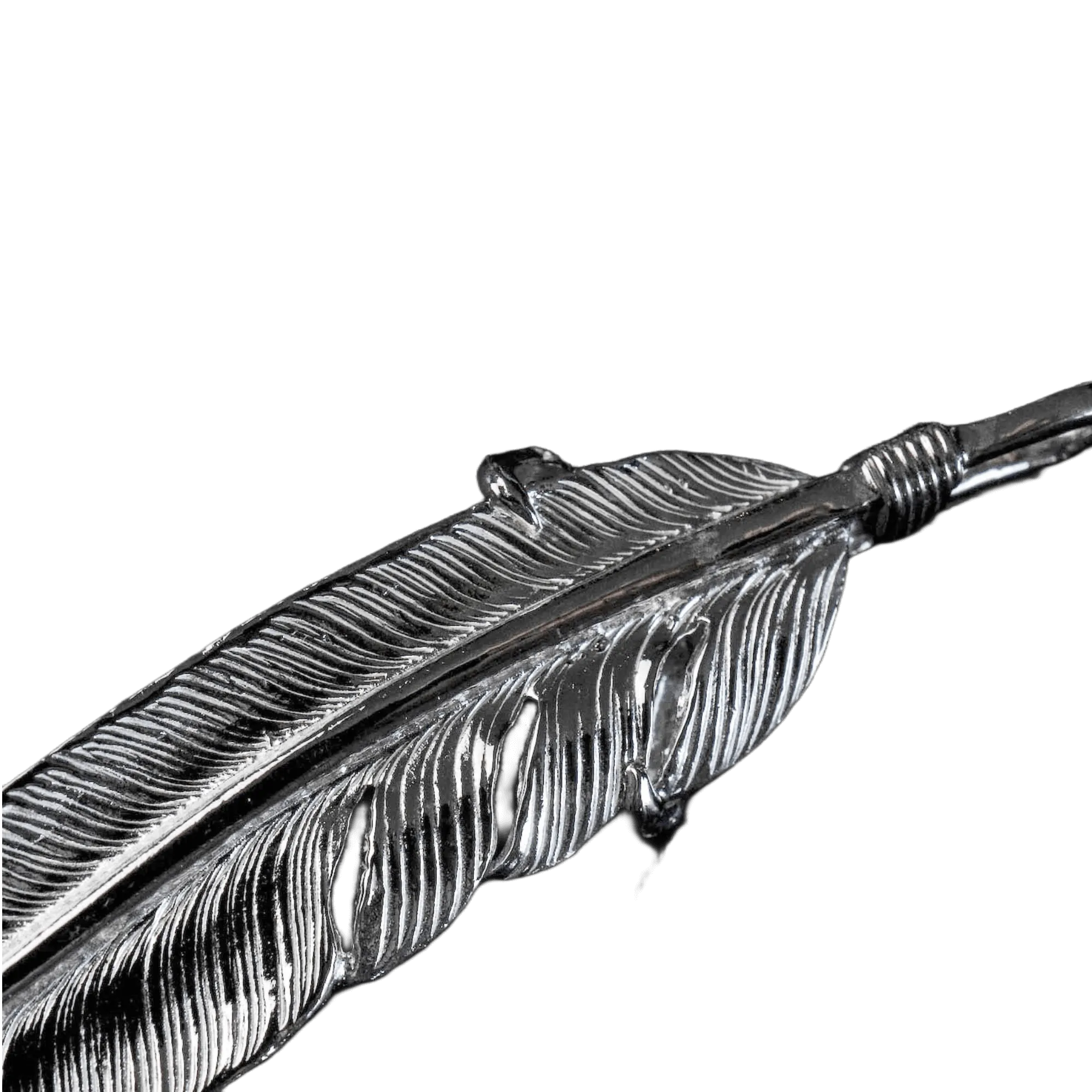 First Arrow's Large Eagle Claw Feather Silver Pendant