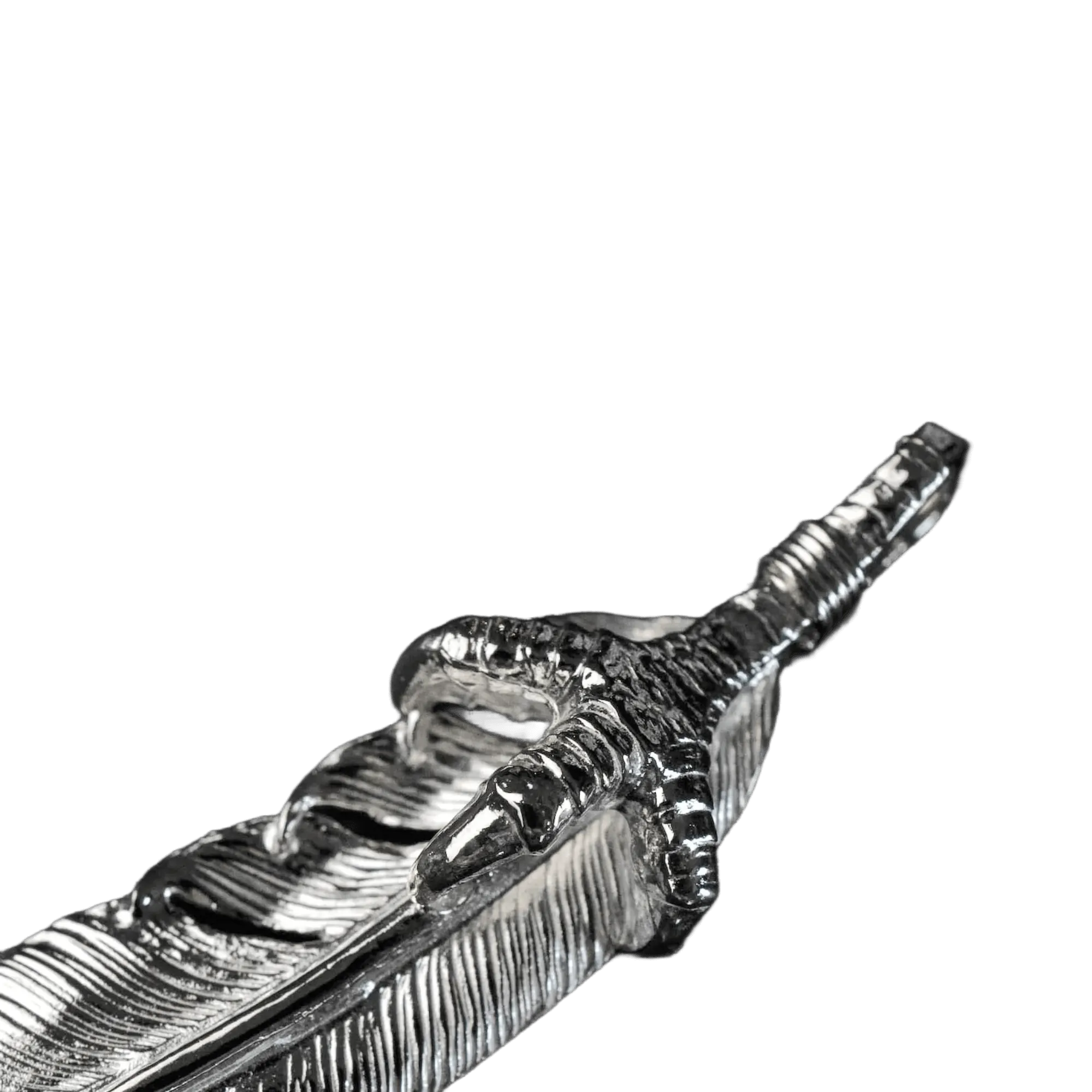 First Arrow's Large Eagle Claw Feather Silver Pendant
