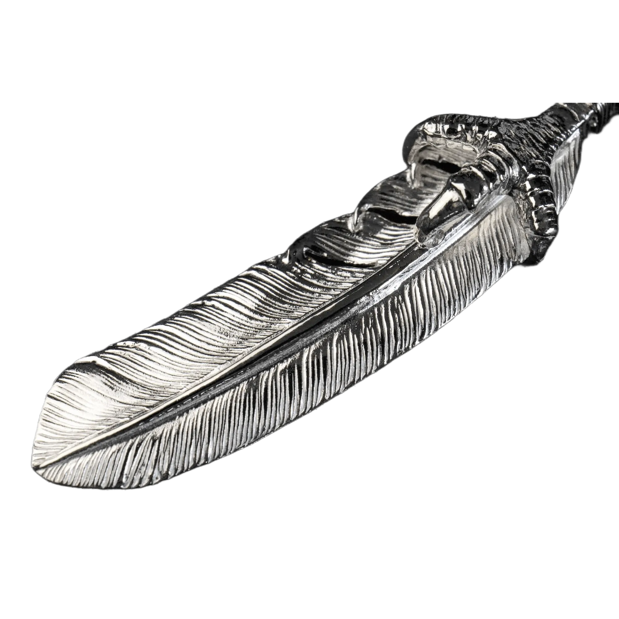 First Arrow's Large Eagle Claw Feather Silver Pendant