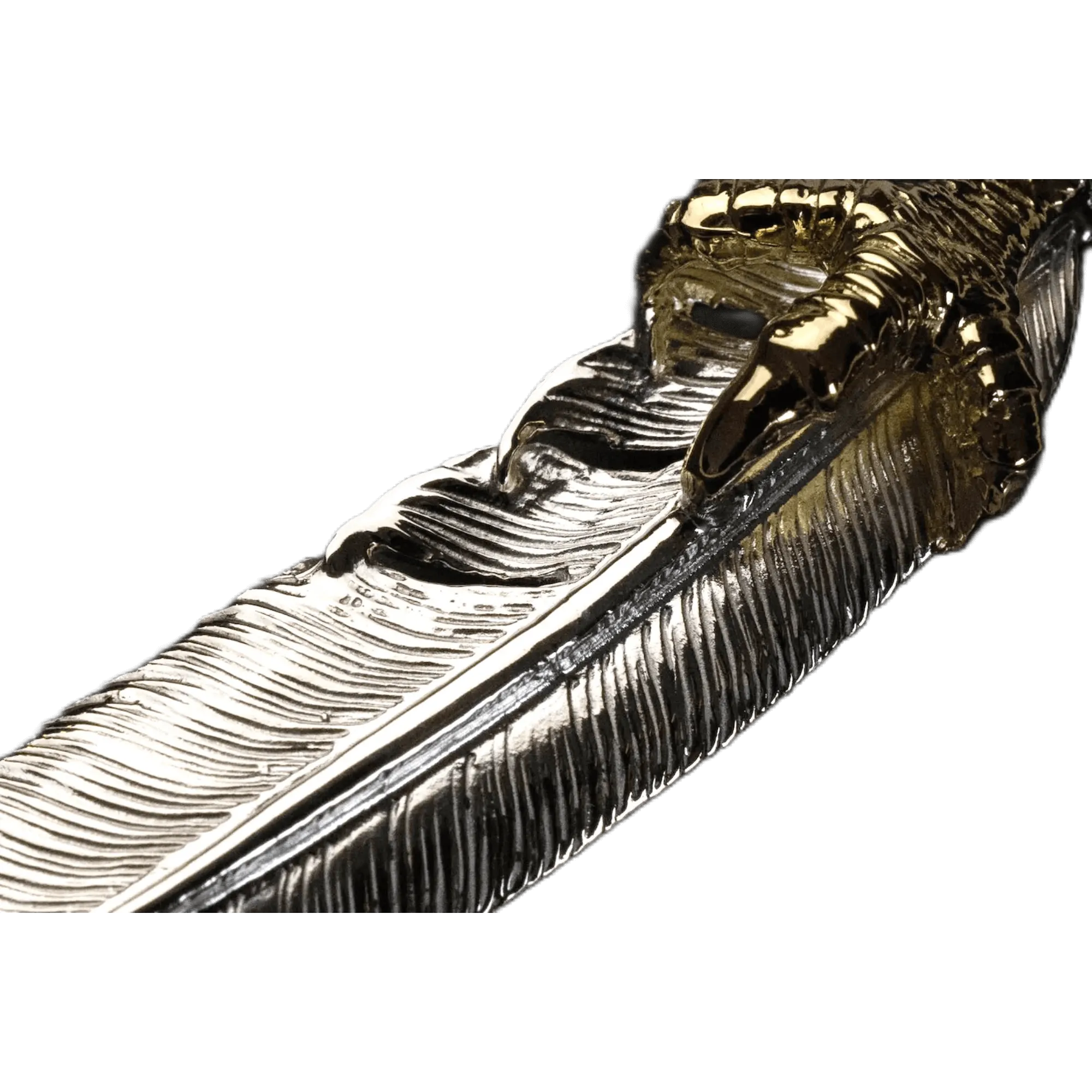 First Arrow's Large Feather Pendant With 18K Gold Eagle Claw