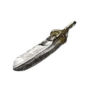 First Arrow's Large Feather Pendant With 18K Gold Eagle Claw