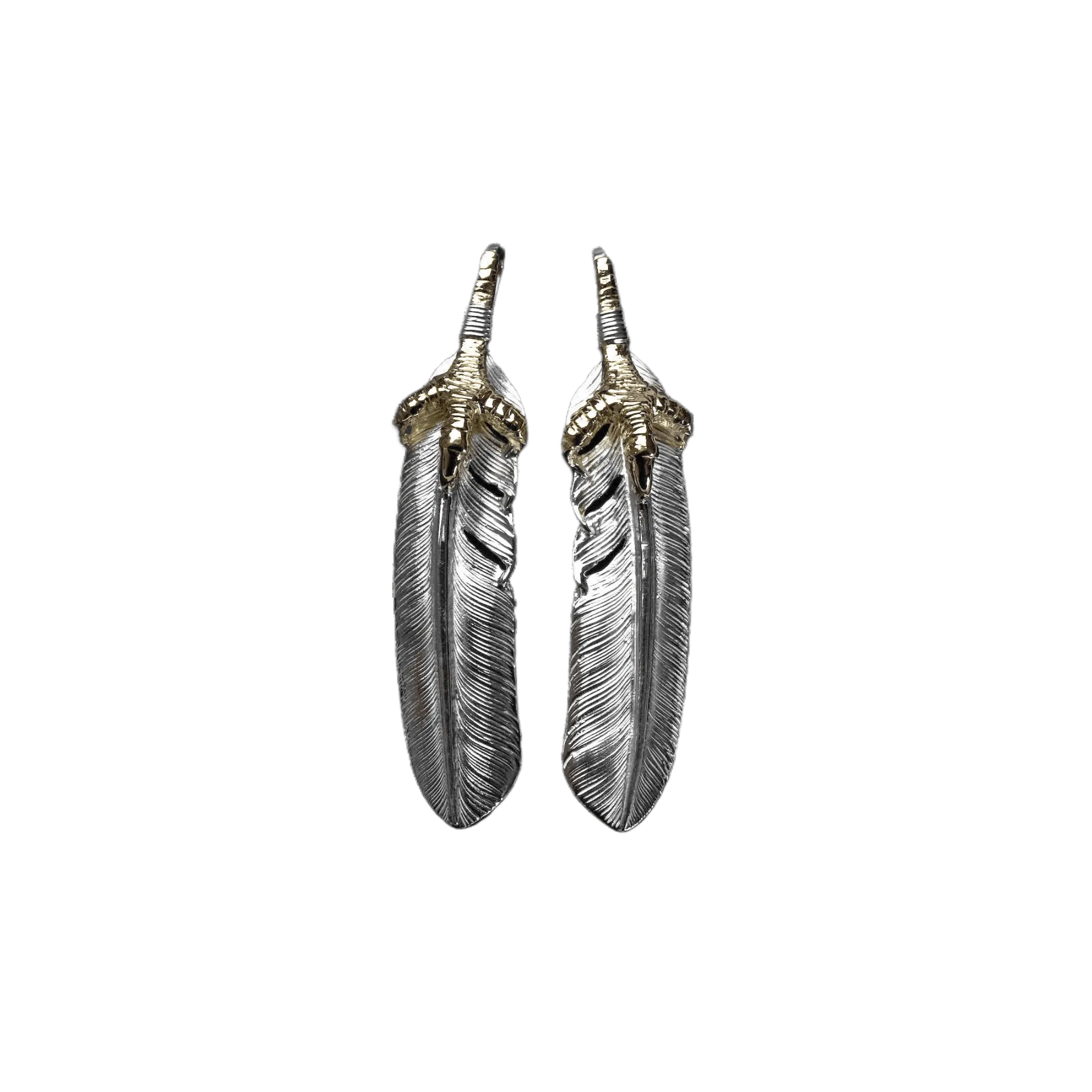 First Arrow's Large Feather Pendant With 18K Gold Eagle Claw