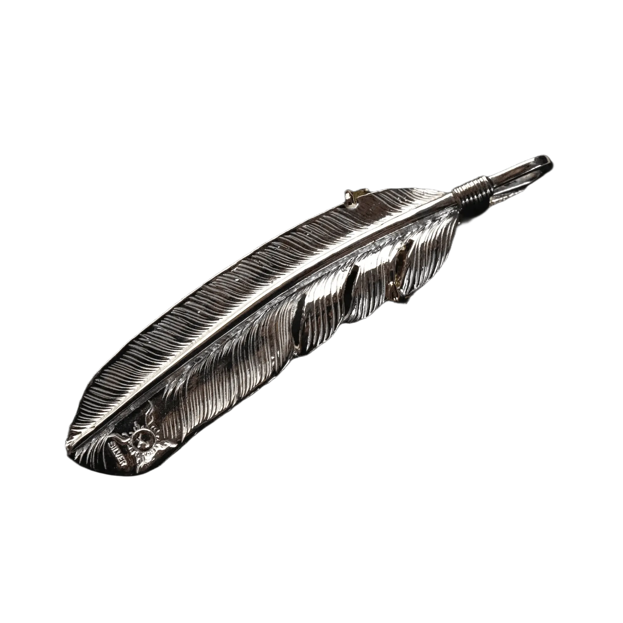 First Arrow's Large Feather Pendant With 18K Gold Eagle Claw