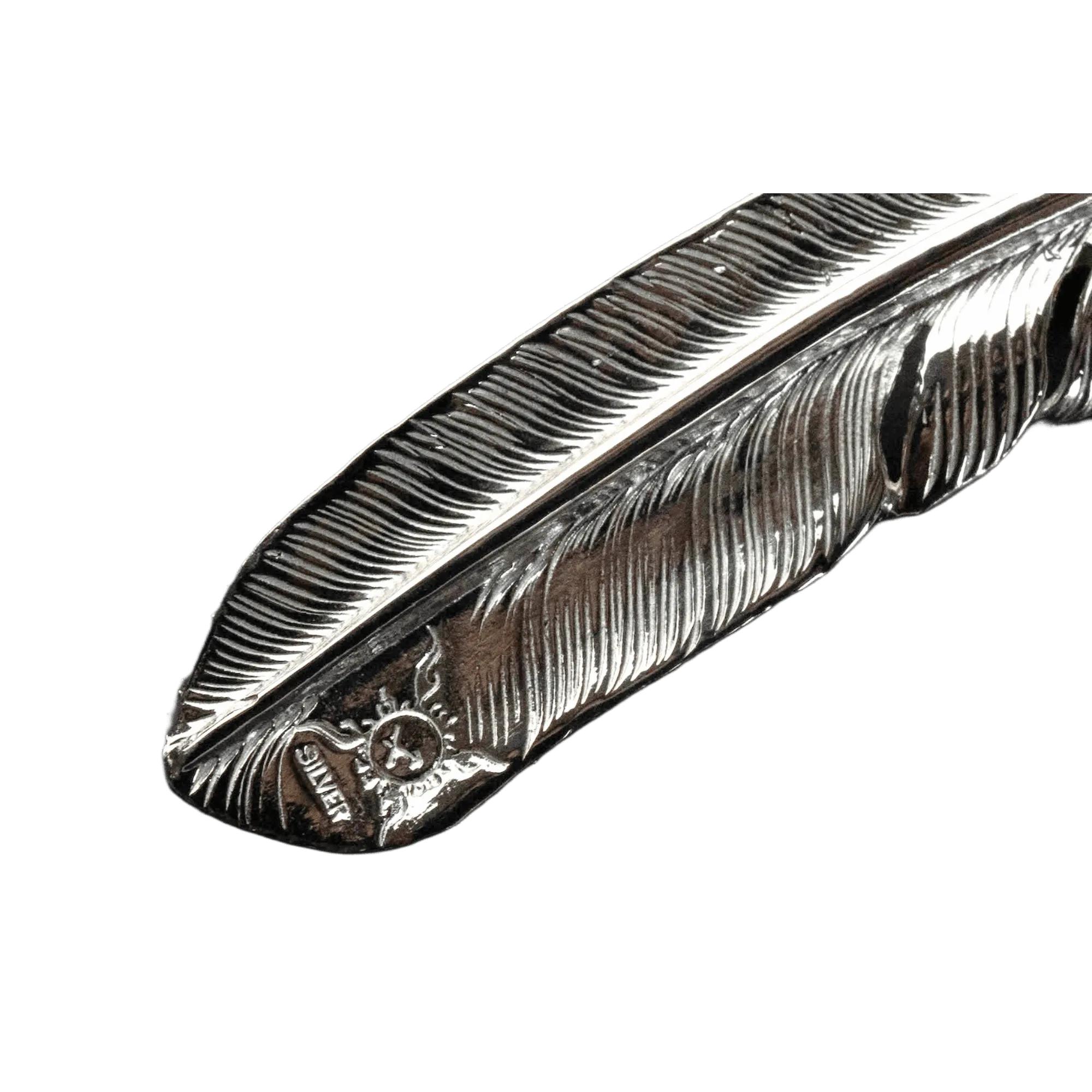 First Arrow's Large Feather Pendant With 18K Gold Eagle Claw