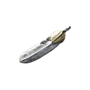 First Arrow's Large Feather With 18K Gold "Heart Feather" Pendant