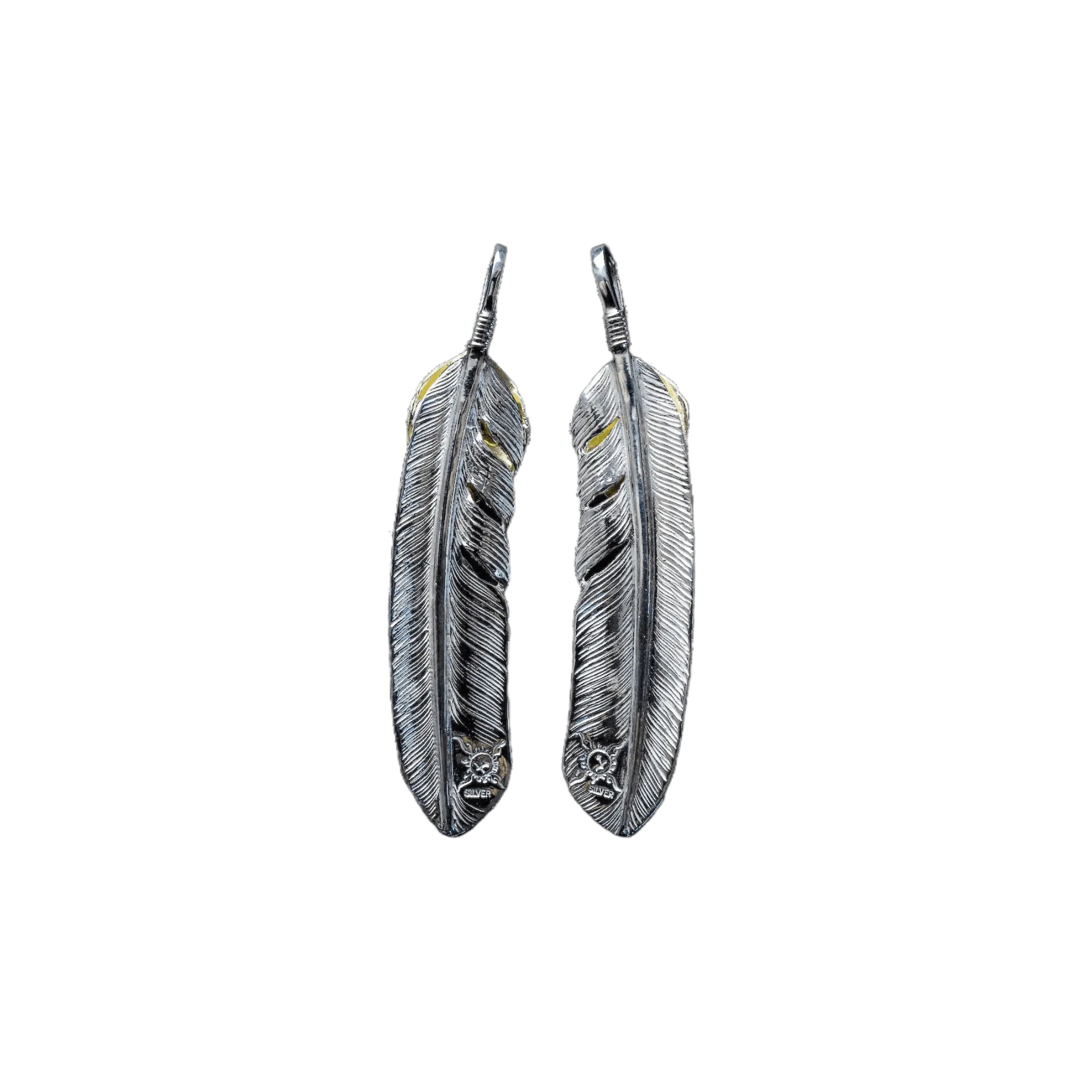 First Arrow's Large Feather With 18K Gold "Heart Feather" Pendant
