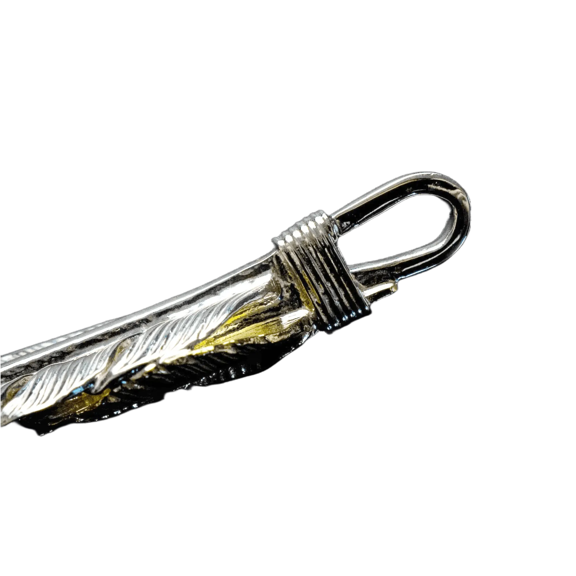 First Arrow's Large Feather With 18K Gold "Heart Feather" Pendant