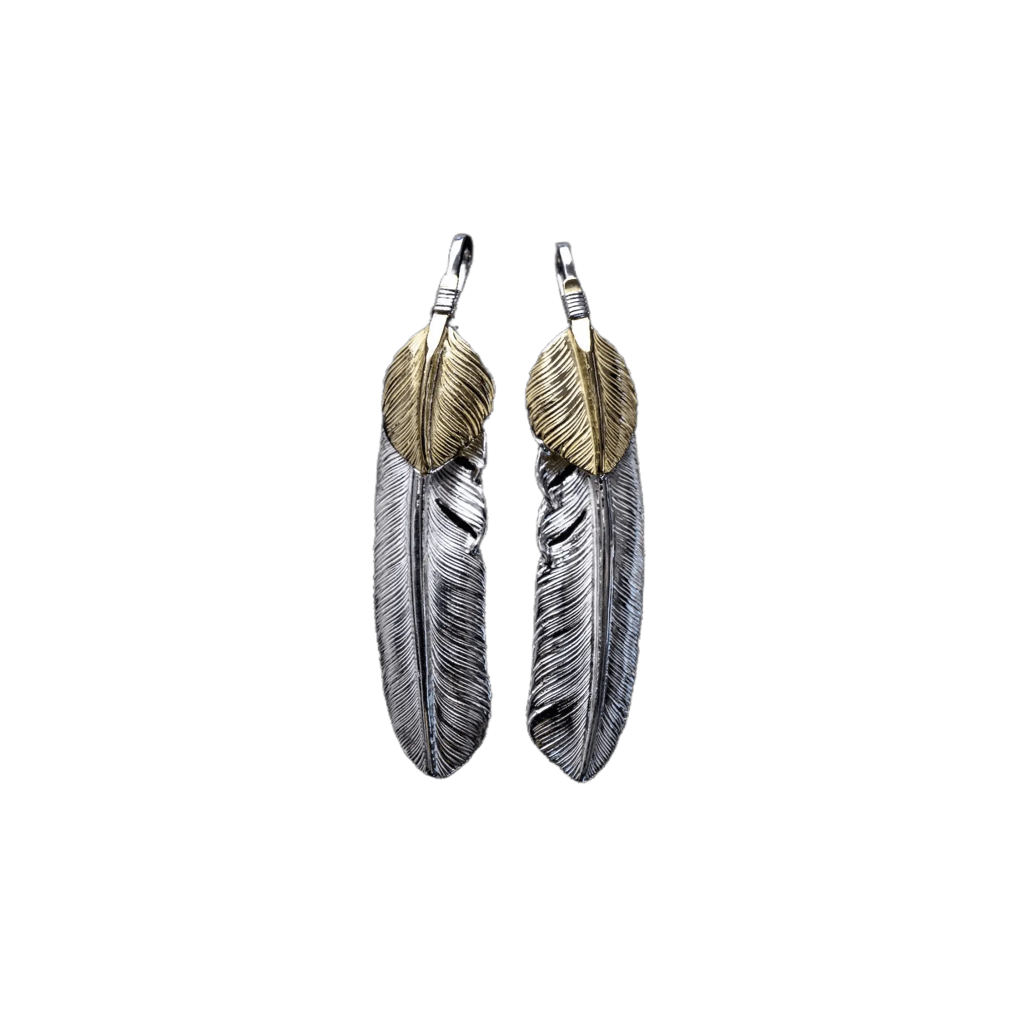 First Arrow's Large Feather With 18K Gold "Heart Feather" Pendant