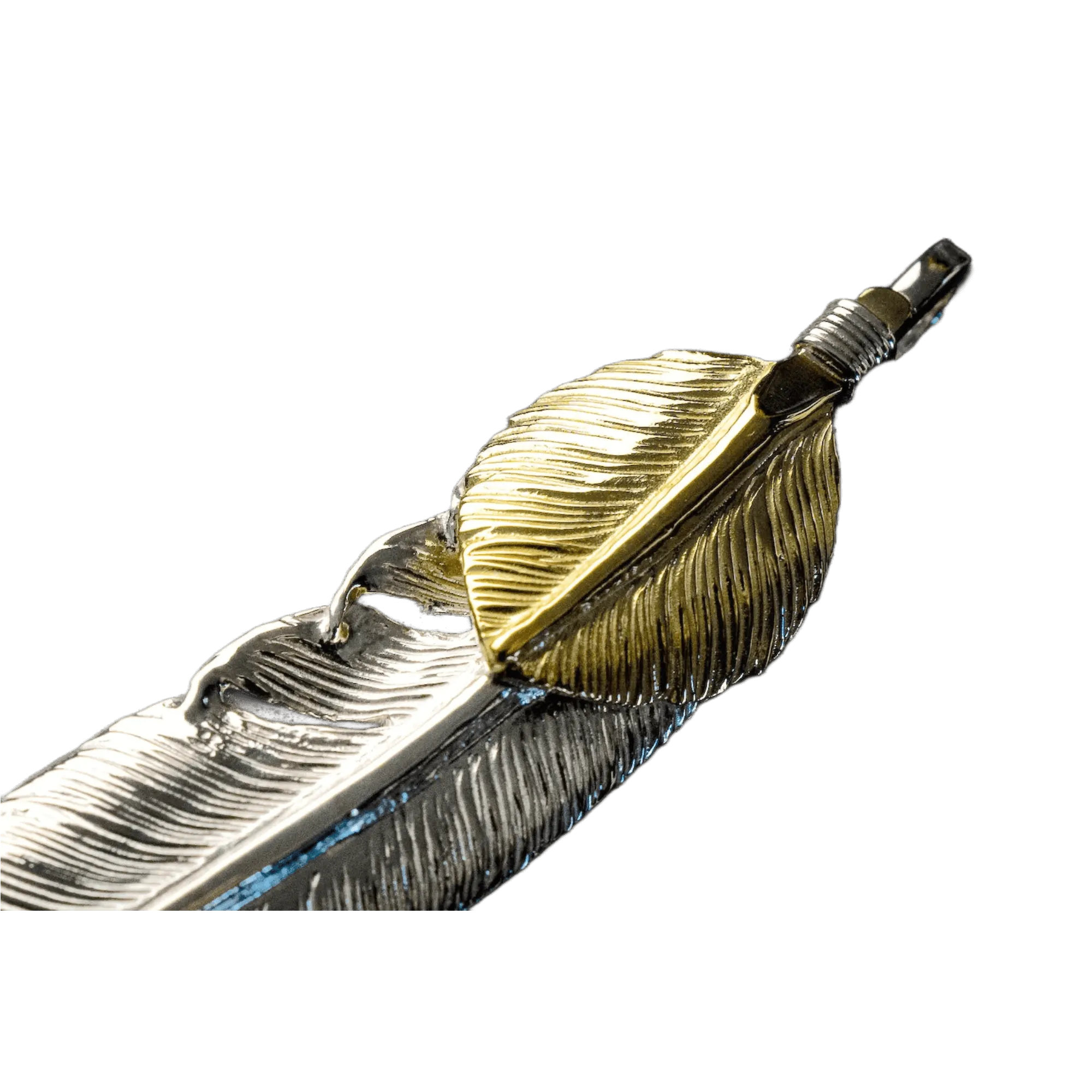 First Arrow's Large Feather With 18K Gold "Heart Feather" Pendant
