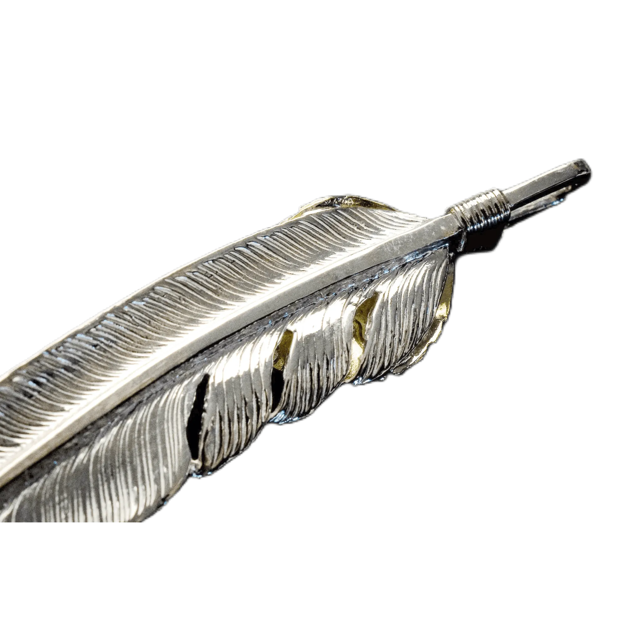 First Arrow's Large Feather With 18K Gold "Heart Feather" Pendant