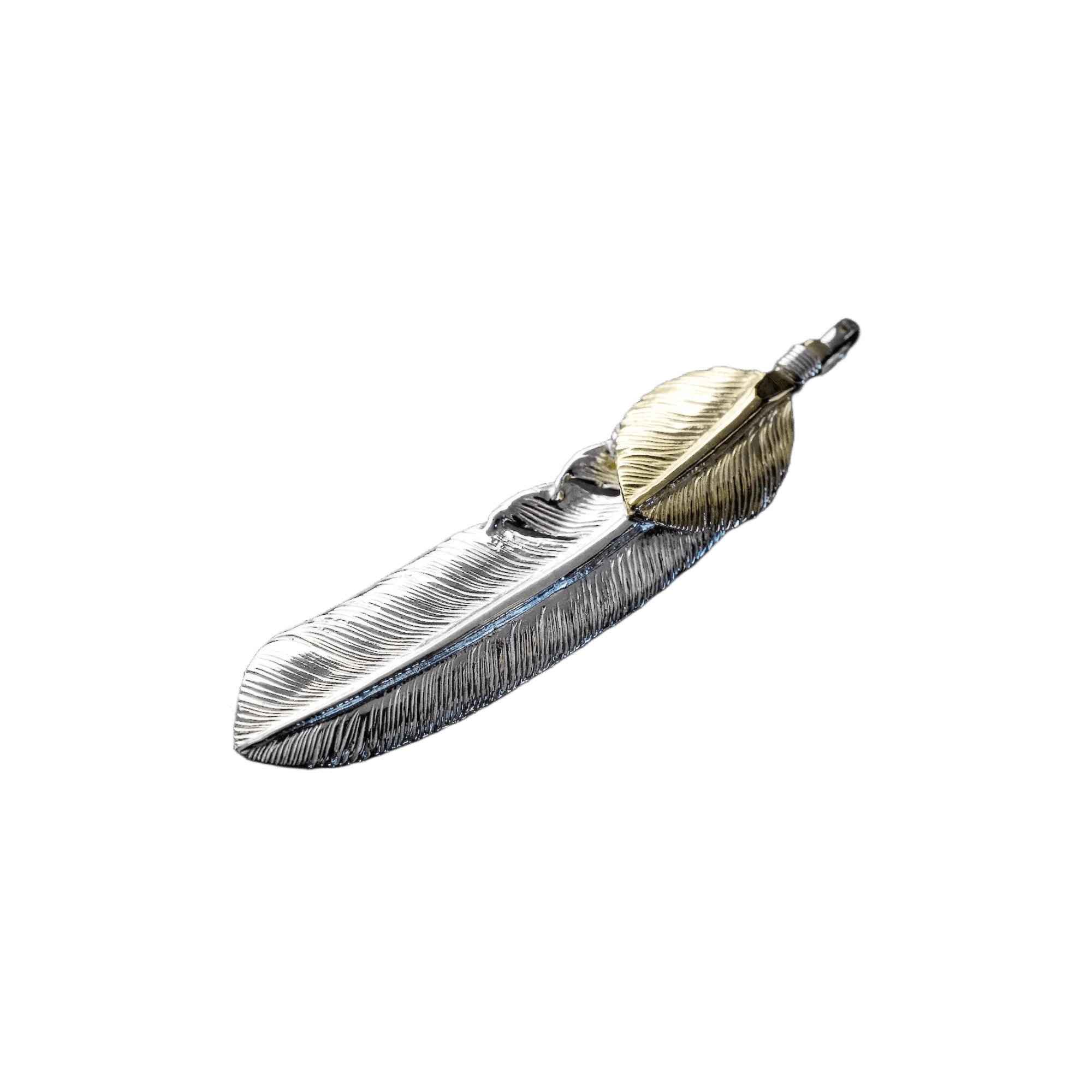 First Arrow's Large Feather With 18K Gold "Heart Feather" Pendant
