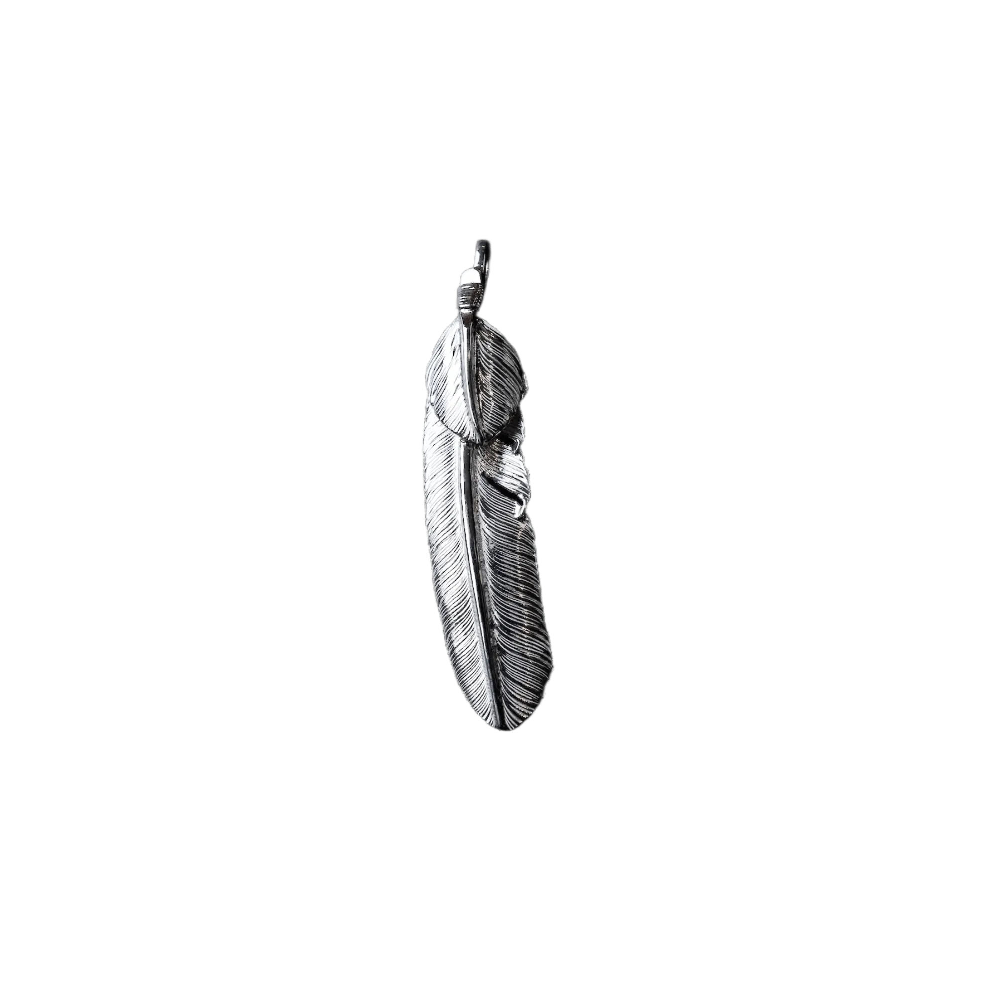 First Arrow's Silver Large Feather with "Heart Feather" Pendant