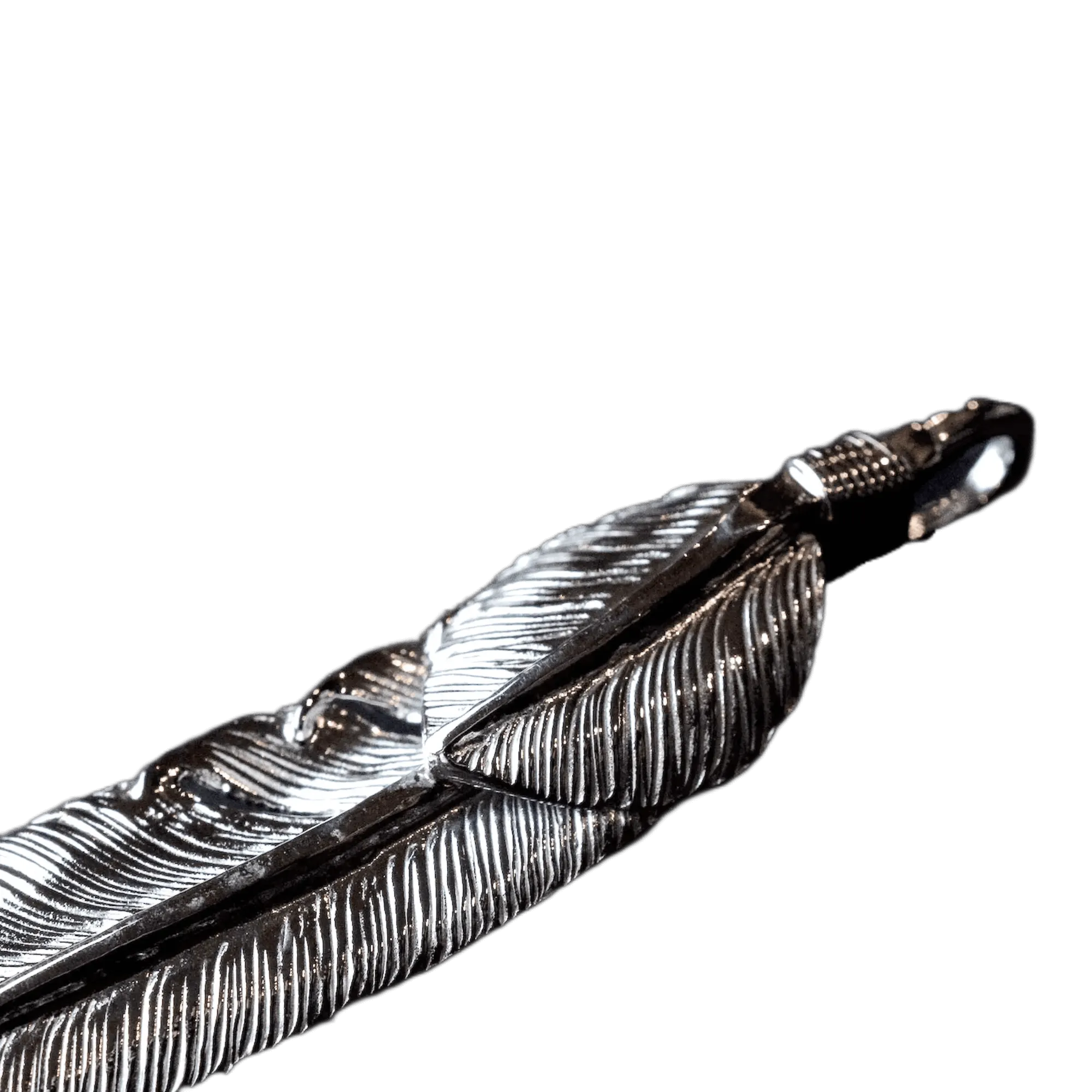 First Arrow's Silver Large Feather with "Heart Feather" Pendant