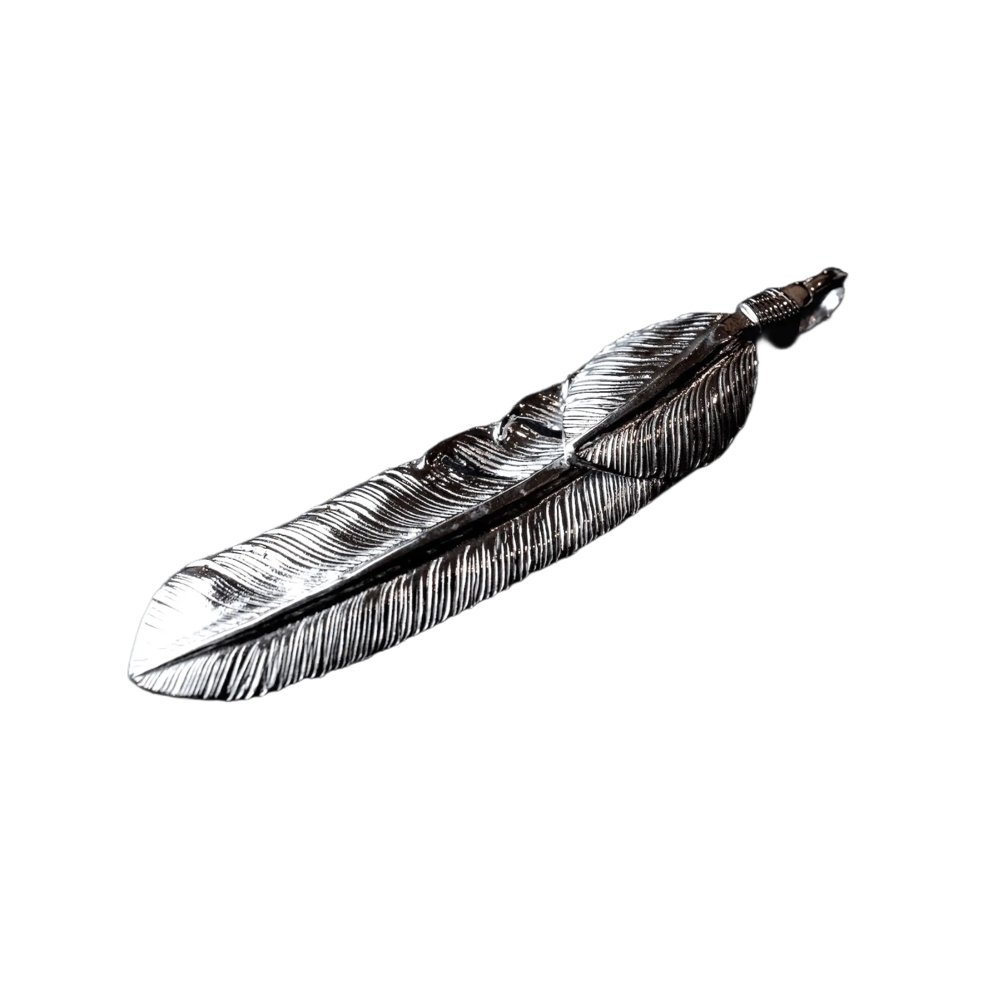 First Arrow's Silver Large Feather with "Heart Feather" Pendant