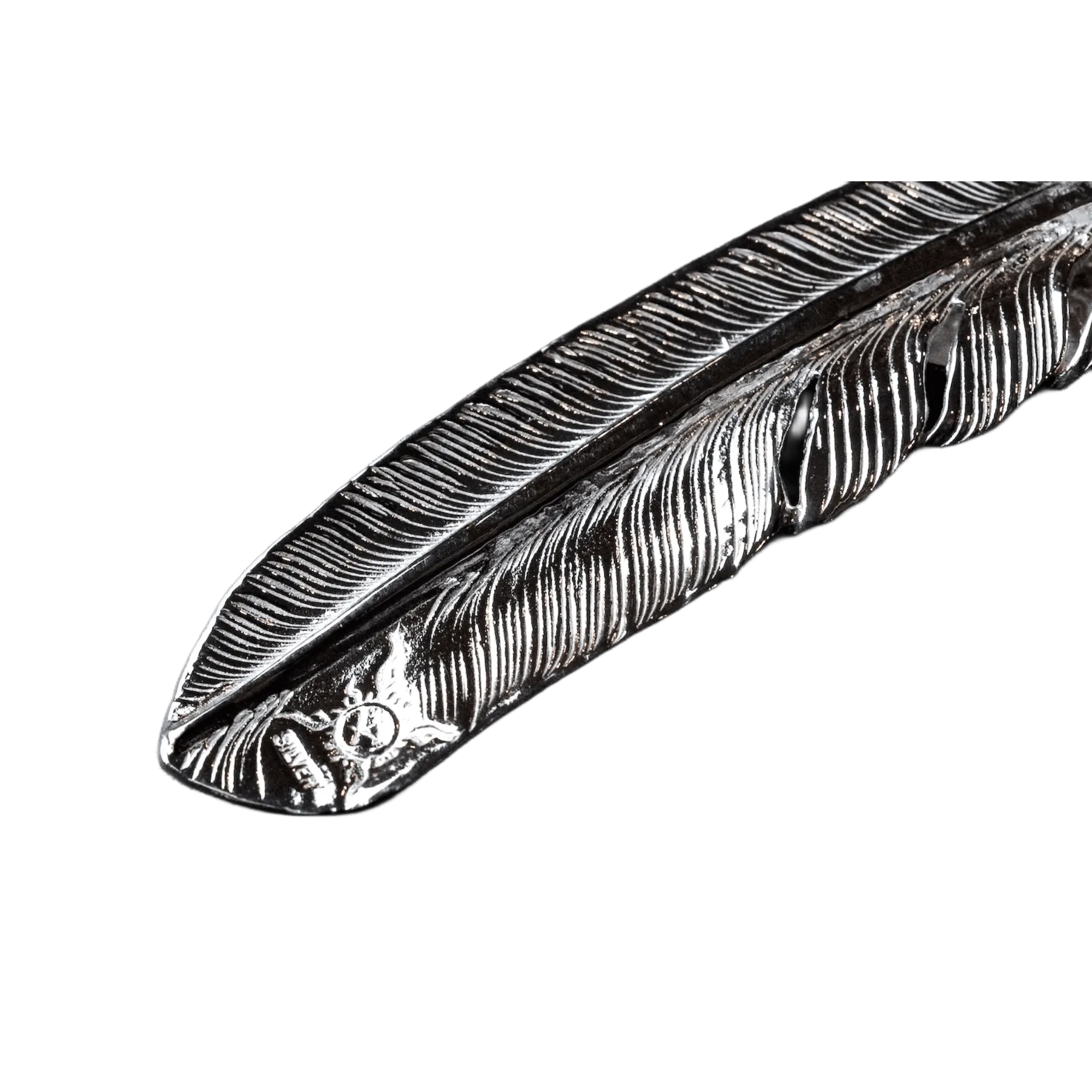 First Arrow's Silver Large Feather with "Heart Feather" Pendant