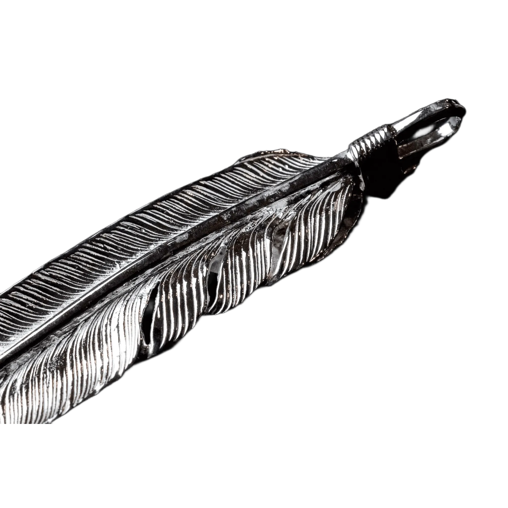 First Arrow's Silver Large Feather with "Heart Feather" Pendant