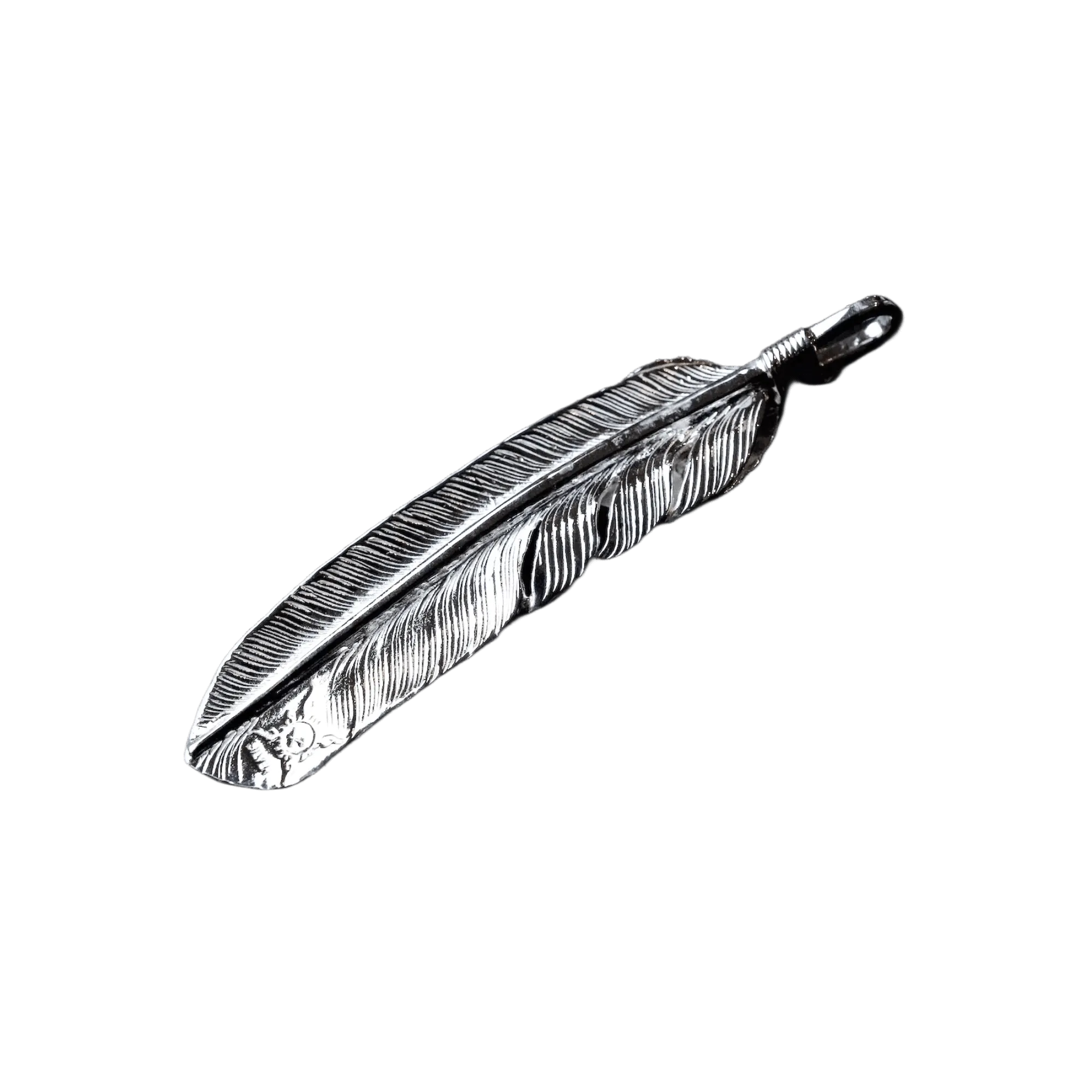 First Arrow's Silver Large Feather with "Heart Feather" Pendant