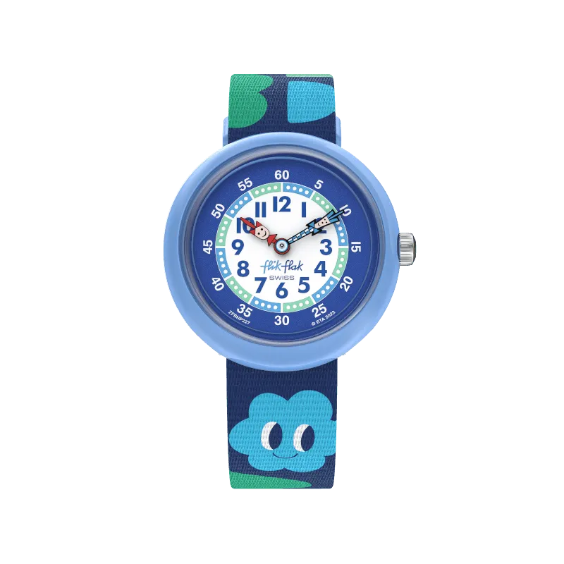 Flik Flak Smiling Clouds Organized Chaos 32mm Fbnp227 watch