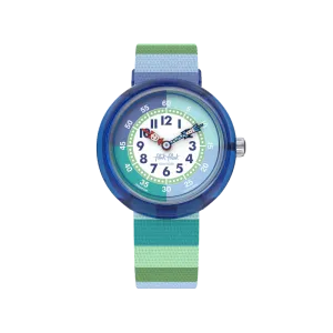 Flik Flak Stripy Green Organized Chaos 32mm Fbnp226 watch