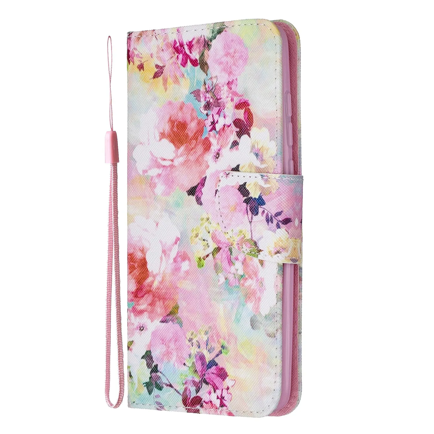 For Redmi Note 8/8 Pro Cellphone Cover Stand Function Wallet Design PU Leather Smartphone Shell Elegant Pattern Printed  Watercolor flower